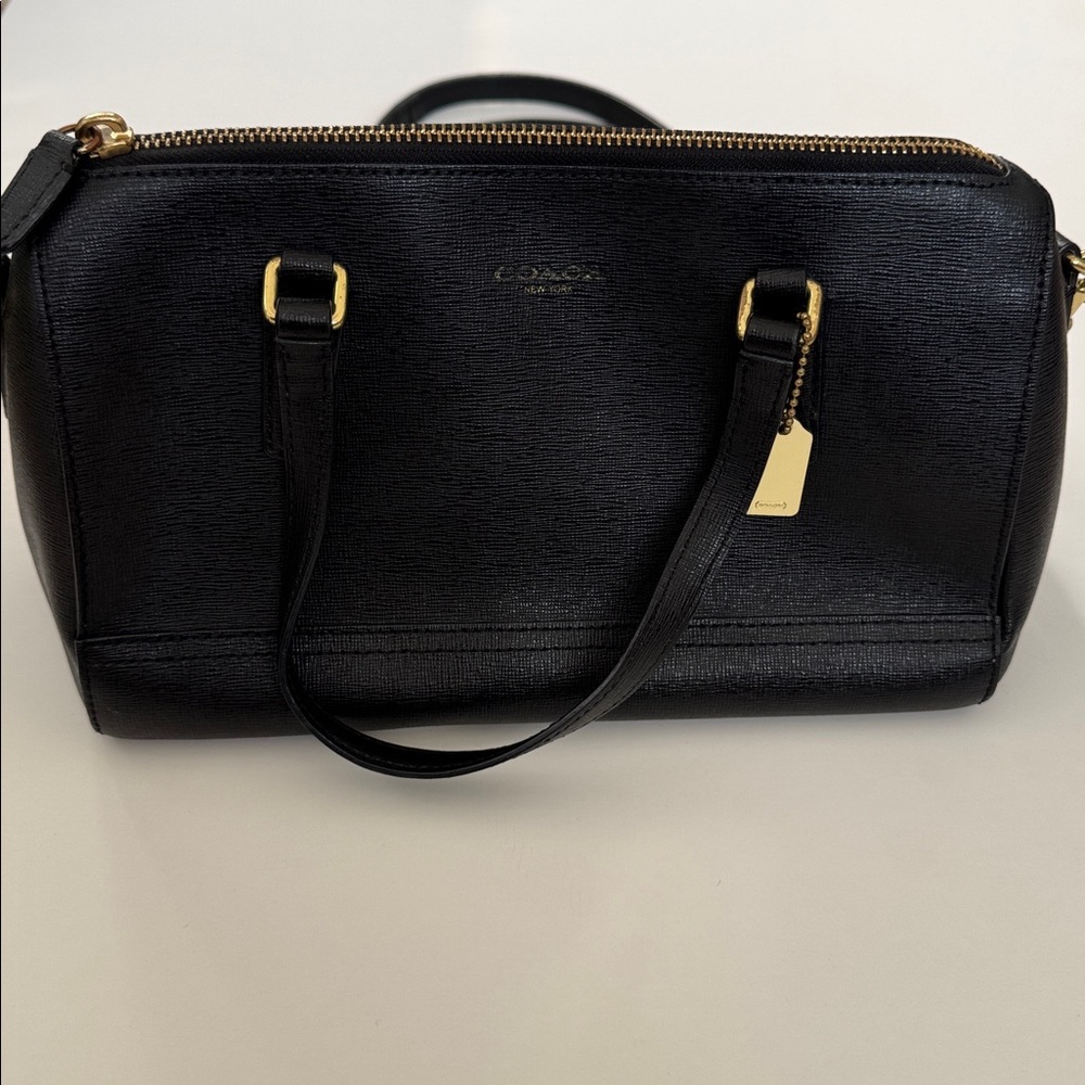 Coach Black Leather Satchel with Gold Hardware